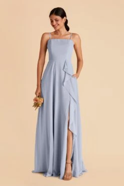 Winnie Convertible Chiffon Dress - Dusty Blue -Elegance Bridal Store dusty blue winnie convertible slit bridesmaid dress 03