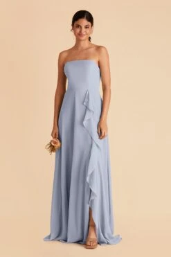 Winnie Convertible Chiffon Dress - Dusty Blue -Elegance Bridal Store dusty blue winnie convertible slit bridesmaid dress 04