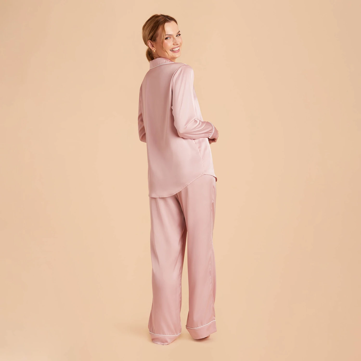 Jonny Satin Pajama Pants - Dusty Pink - Image 6