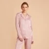 Jonny Satin Long Sleeve Pajama Top - Dusty Pink