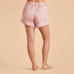Jonny Satin Pajama Shorts - Dusty Pink -Elegance Bridal Store dusty pink jonny satin shorts bridesmaid pajamas 02