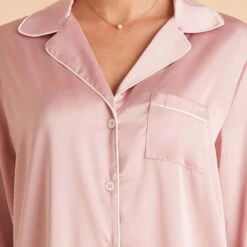 Kamryn Satin Sleepshirt - Dusty Pink -Elegance Bridal Store dusty pink kamryn satin sleepshirt bridesmaid pajamas TMS LIVE PREVIEW