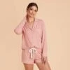 Jonny Long Sleeve Pajama Set - Dusty Rose -Elegance Bridal Store dusty rose jonny long sleeve bridesmaid pajama set 08