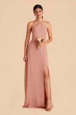 Juliet Chiffon Dress - Dusty Rose