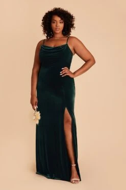 Ash Velvet Dress - Emerald -Elegance Bridal Store emerald ash velvet plus size bridesmaid dress 01