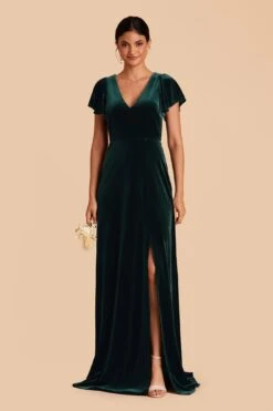Hannah Velvet Dress - Emerald 10 Hannah Velvet Dress - Emerald -Elegance Bridal Store emerald hannah velvet bridesmaid dress 01