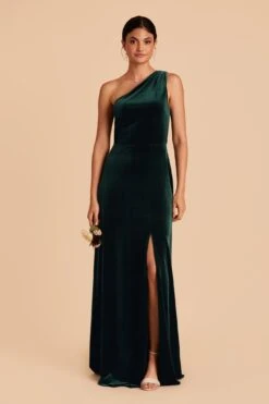 Kira Velvet Dress - Emerald -Elegance Bridal Store emerald kira velvet bridesmaid dress 01