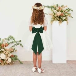 Liz Flower Girl Sash - Emerald -Elegance Bridal Store emerald liz flower girl sash 03