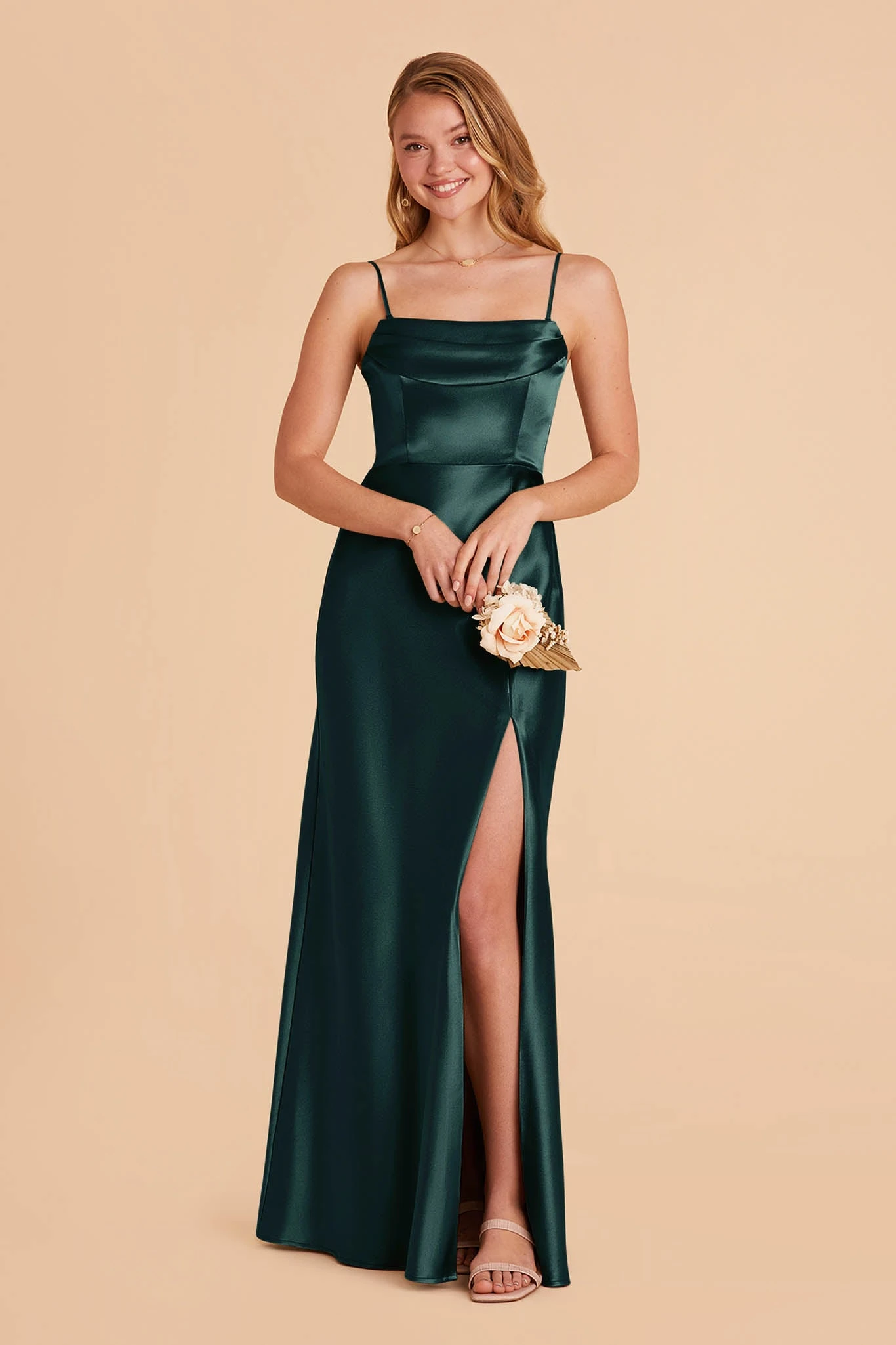 Mia Shiny Satin Convertible Dress - Emerald 7 Mia Shiny Satin Convertible Dress - Emerald - Image 5