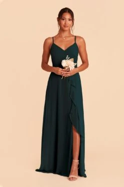 Theresa Chiffon Dress - Emerald -Elegance Bridal Store emerald theresa convertible slit bridesmaid dress 02