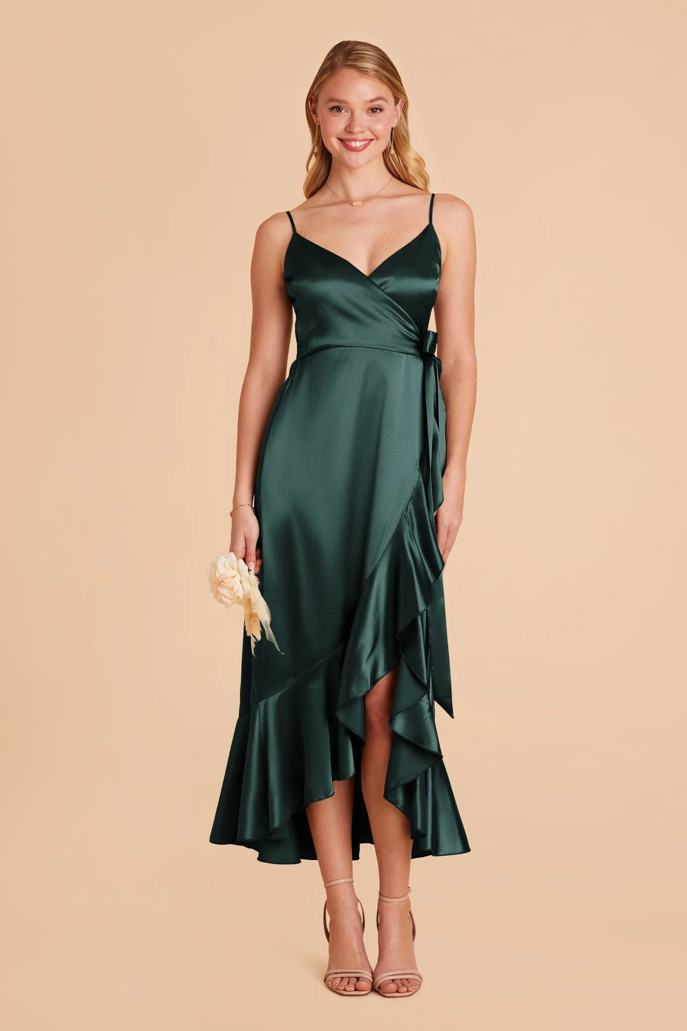 YC Shiny Satin Midi Dress - Emerald 3 YC Shiny Satin Midi Dress - Emerald