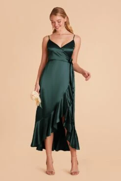 YC Shiny Satin Midi Dress - Emerald 13 YC Shiny Satin Midi Dress - Emerald -Elegance Bridal Store emerald yc satin bridesmaid dress 02