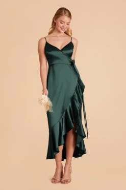 YC Shiny Satin Midi Dress - Emerald 12 YC Shiny Satin Midi Dress - Emerald -Elegance Bridal Store emerald yc satin bridesmaid dress 03