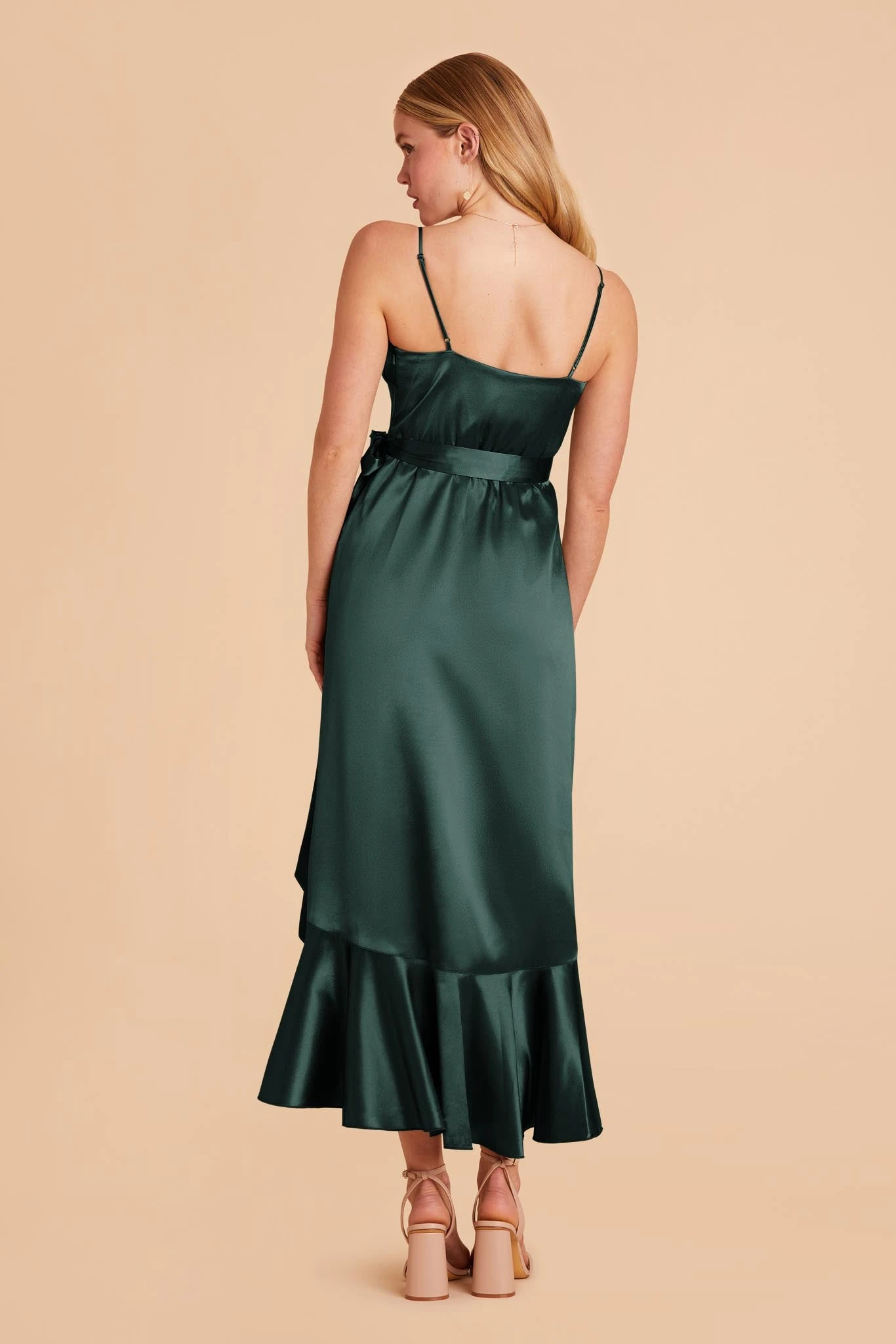 YC Shiny Satin Midi Dress - Emerald 7 YC Shiny Satin Midi Dress - Emerald - Image 5