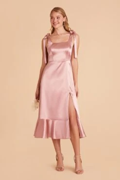 Eugenia Shiny Satin Convertible Midi Dress - English Rose -Elegance Bridal Store english rose eugenia convertible satin bridesmaid dress 02