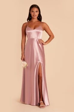 Jay Shiny Satin Dress - English Rose