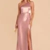 Kira Shiny Satin Dress - English Rose -Elegance Bridal Store english rose kira slit satin bridesmaid dress 01