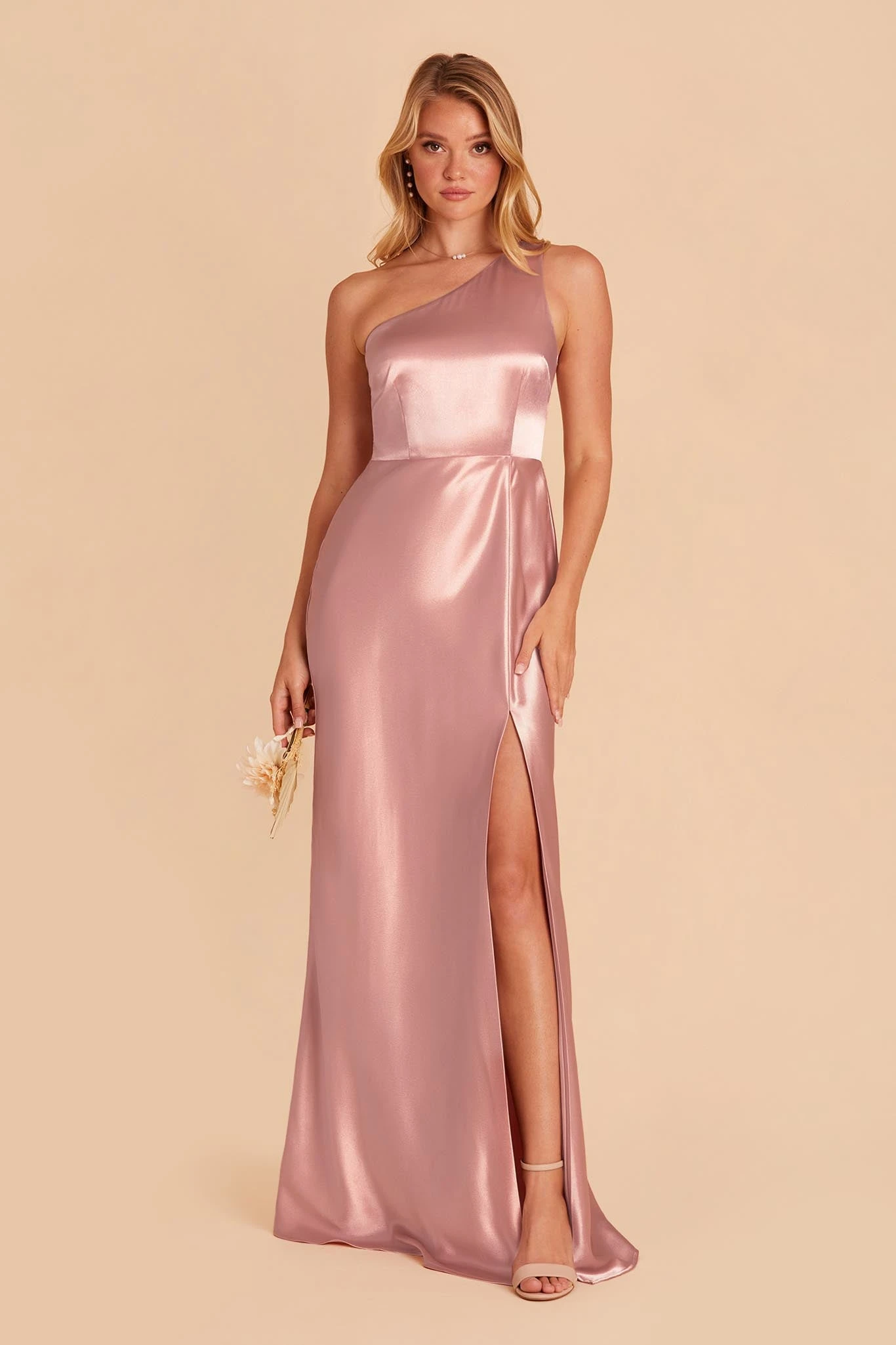 Kira Shiny Satin Dress - English Rose 3 Kira Shiny Satin Dress - English Rose