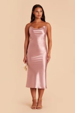 Lisa Shiny Satin Midi Dress - English Rose -Elegance Bridal Store english rose lisa midi satin bridesmaid dress 02