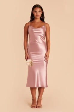 Lisa Shiny Satin Midi Dress - English Rose -Elegance Bridal Store english rose lisa midi satin bridesmaid dress 03