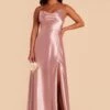 Lisa Long Shiny Satin Dress - English Rose 2 Lisa Long Shiny Satin Dress - English Rose -Elegance Bridal Store english rose lisa slit satin bridesmaid dress 03