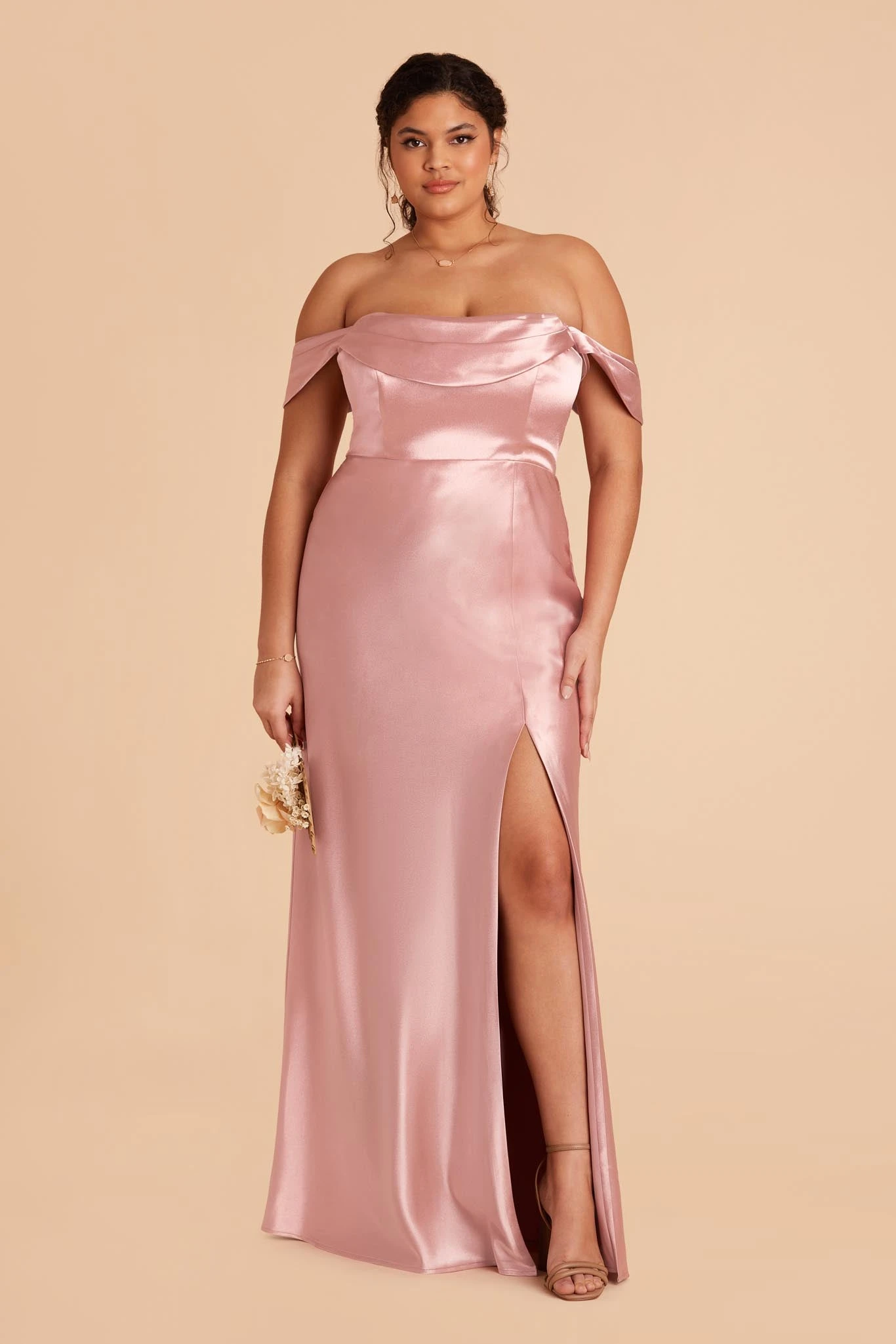 Mia Shiny Satin Convertible Dress - English Rose 9 Mia Shiny Satin Convertible Dress - English Rose - Image 7