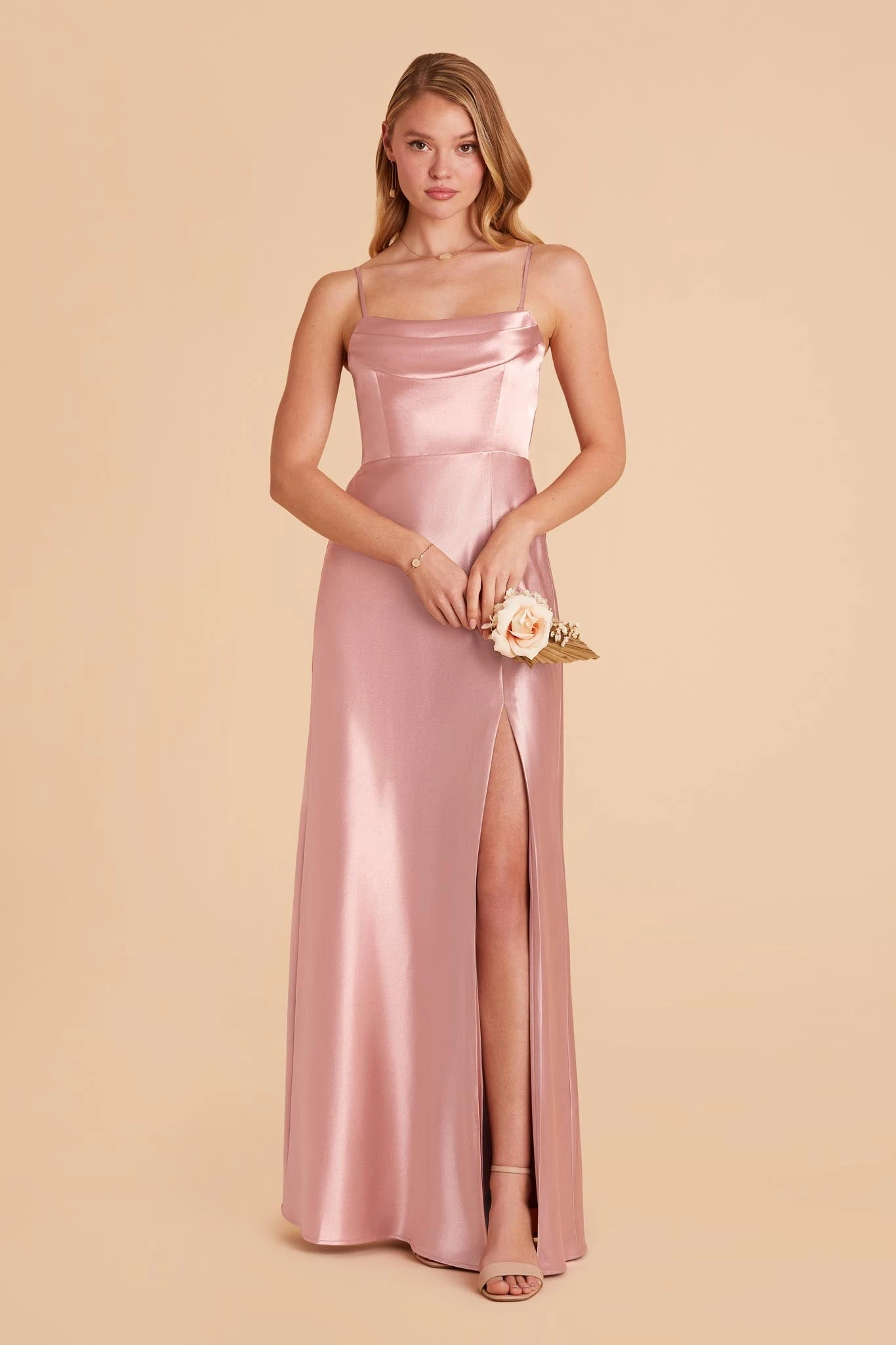 Mia Shiny Satin Convertible Dress - English Rose 6 Mia Shiny Satin Convertible Dress - English Rose - Image 4