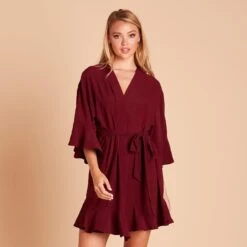 Kenny Ruffle Robe - Cabernet -Elegance Bridal Store f502e60fa62a64b1ea2d15b19855c6f4