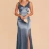 Gloria Shiny Satin Dress - French Blue