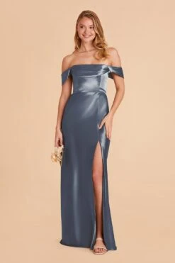 Mia Shiny Satin Convertible Dress - French Blue -Elegance Bridal Store french blue mia satin bridesmaid dress 01