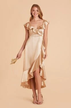 James Shiny Satin Midi Dress - Gold -Elegance Bridal Store gold james satin bridesmaid dress 04 8d73fb70 6d56 4e69 9e2c 350ce3fa3d9f
