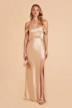 Mia Shiny Satin Convertible Dress - Gold -Elegance Bridal Store gold mia convertible satin bridesmaid dress 01 824c35cd ad6d 46b8 a5a2 6b8c2cc04290