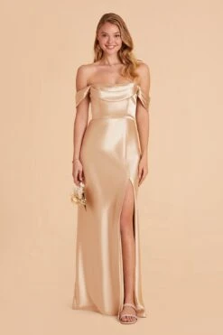Mia Shiny Satin Convertible Dress - Gold -Elegance Bridal Store gold mia convertible satin bridesmaid dress 02 c30f63e1 d59a 45cb a204 1fe146bd385f