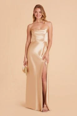 Mia Shiny Satin Convertible Dress - Gold -Elegance Bridal Store gold mia convertible satin bridesmaid dress 04 4da0c757 2b1e 424e 9068 eb054f66af81