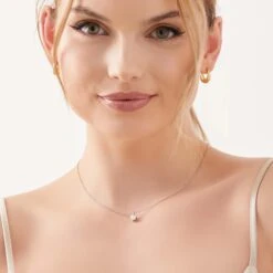 Pearl Pendant Necklace - Silver -Elegance Bridal Store gold pearl pendant necklace accessories 03