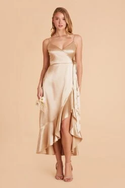YC Shiny Satin Midi Dress - Gold -Elegance Bridal Store gold yc satin bridesmaid dress 01 7cf3c4de 5f9b 406f 999b a94ea2506b8a