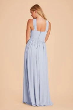 Kiko Chiffon Dress - Ice Blue -Elegance Bridal Store ice blue kiko slit bridesmaid dress 03