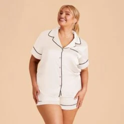 Jonny Satin Short Sleeve Pajama Top - Ivory 36 Jonny Satin Short Sleeve Pajama Top - Ivory -Elegance Bridal Store ivory jonny plus size satin short sleeve top bridesmaid pajamas 02 c769cdf3 57d0 4ba5 a300 9138cb243bb5