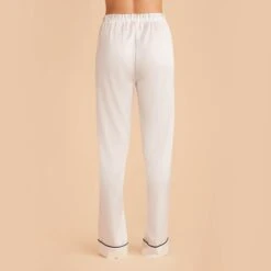 Jonny Satin Pajama Pants - Ivory -Elegance Bridal Store ivory jonny satin pants bridesmaid pajamas 03