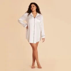 Kamryn Satin Sleepshirt - Ivory -Elegance Bridal Store ivory kamryn plus size sleepshirt bridesmaid pajamas 01 e38ebc24 8418 429b 9fa4 82366452fe73