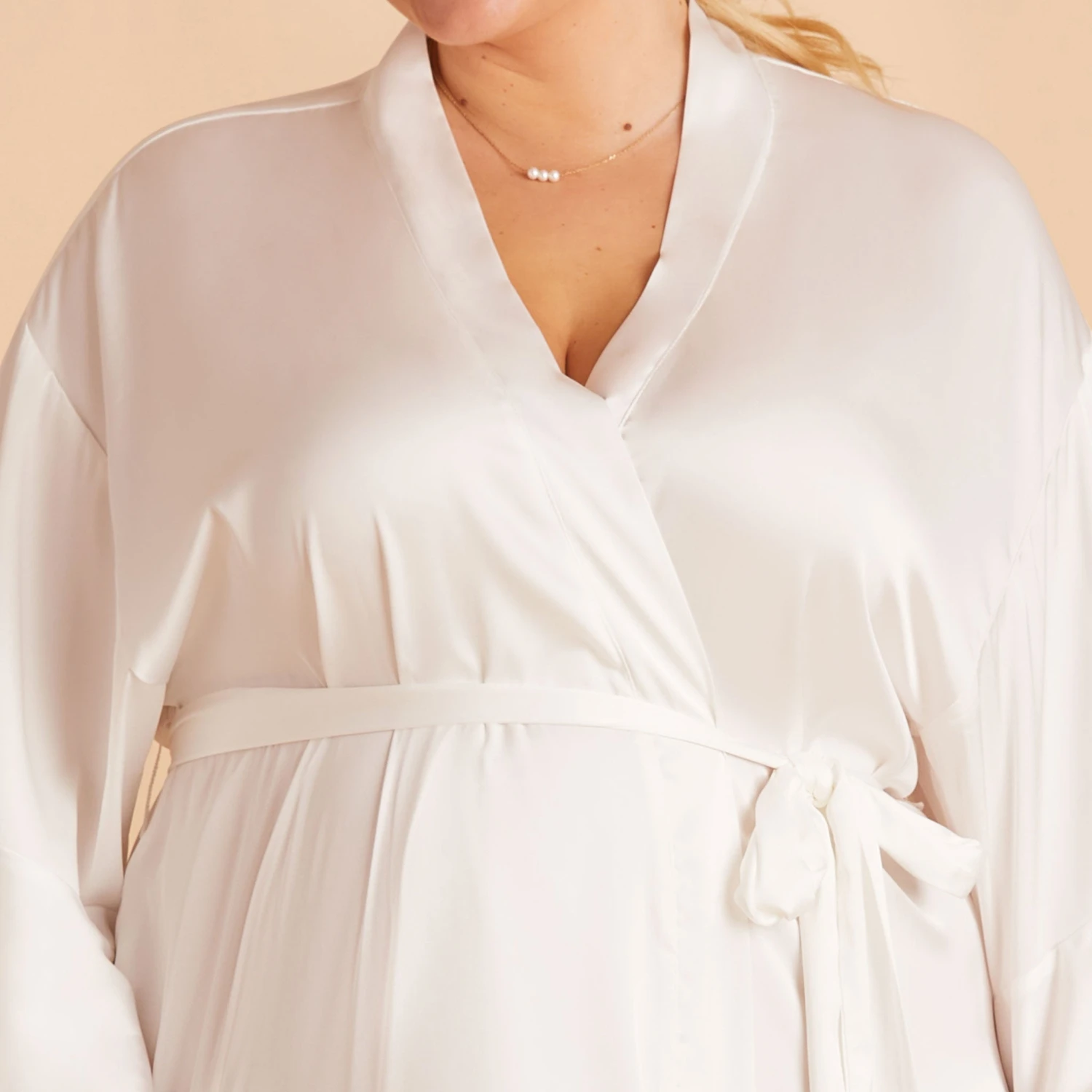 Kenny Ruffle Satin Robe - Ivory 11 Kenny Ruffle Satin Robe - Ivory - Image 9