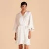 Kenny Ruffle Satin Robe - Ivory -Elegance Bridal Store ivory kenny satin ruffle bridesmaid robes 01