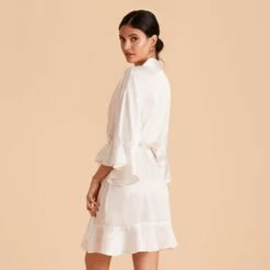 Kenny Ruffle Satin Robe - Ivory 13 Kenny Ruffle Satin Robe - Ivory -Elegance Bridal Store ivory kenny satin ruffle bridesmaid robes 03