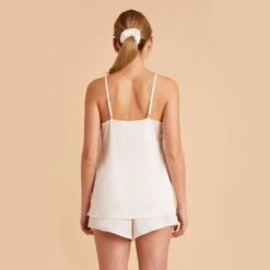 Olivia Cami And Shorts Set - Ivory -Elegance Bridal Store ivory olivia satin cami top bridesmaid pajamas 05