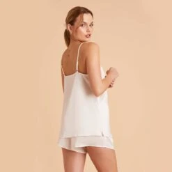 Olivia Satin Cami Top - Ivory -Elegance Bridal Store ivory olivia satin cami top bridesmaid pajamas 06 1