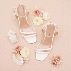 Julia Chunky Heel - Ivory -Elegance Bridal Store julia ivory bridesmaid shoes flat lay 01 rt