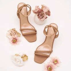 Julia Chunky Heel - Mocha 12 Julia Chunky Heel - Mocha -Elegance Bridal Store julia mocha bridesmaid shoes flat lay 01 rt