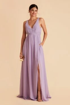 Laurie Empire Dress - Lavender -Elegance Bridal Store lavender laurie slit bridesmaid dress 04