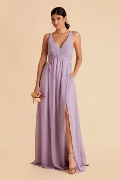 Laurie Empire Dress - Lavender -Elegance Bridal Store lavender laurie slit bridesmaid dress 05