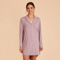 Kamryn Sleepshirt - Mauve -Elegance Bridal Store mauve kamryn sleepshirt bridesmaid pajama 02